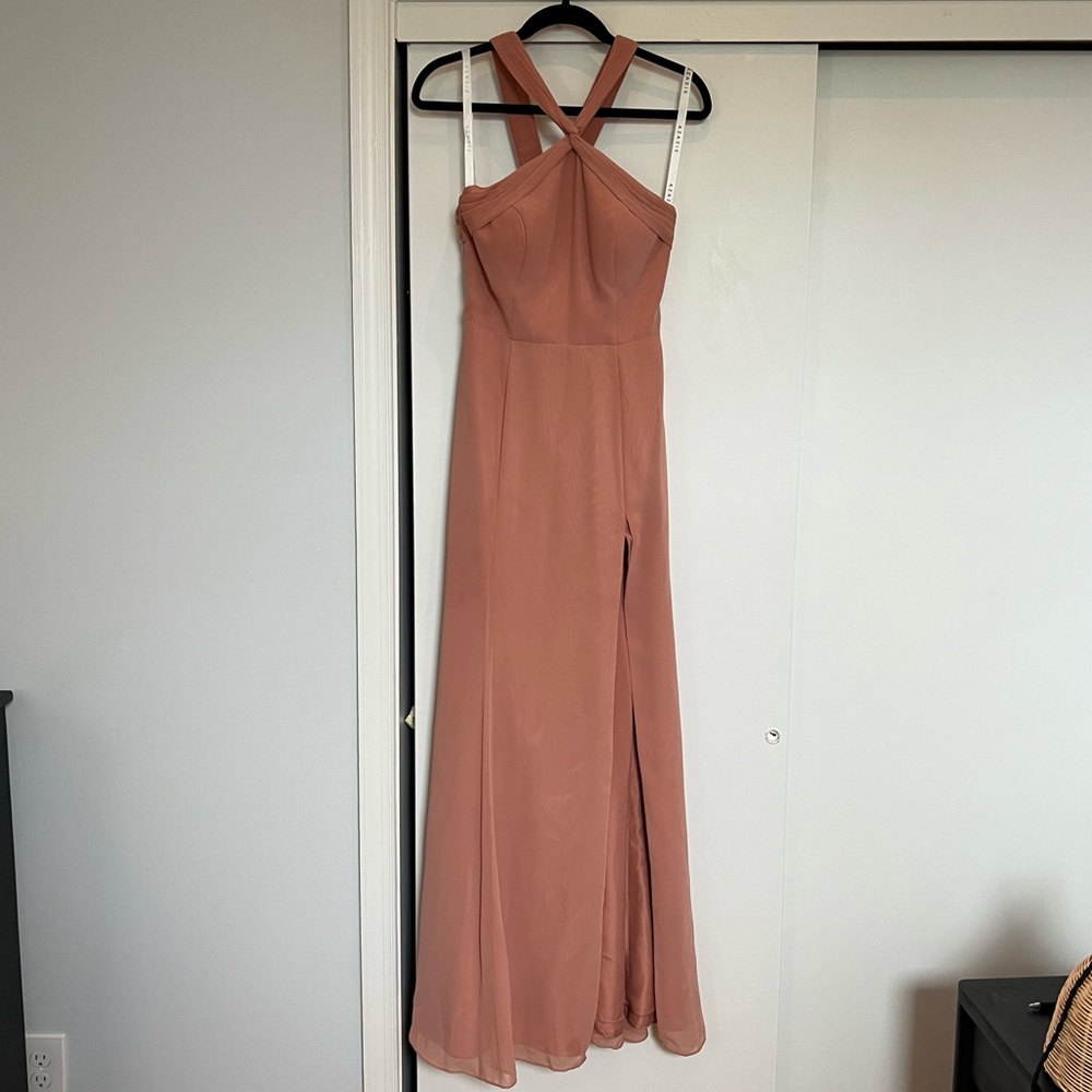 Azazie Rue in Champagne Rose